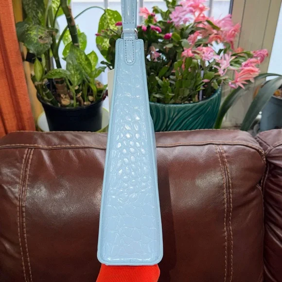 🔥🔥🔥NEW Staud Rey Blue Croc Embossed Leather Shoulder Bag - Picture 8 of 13